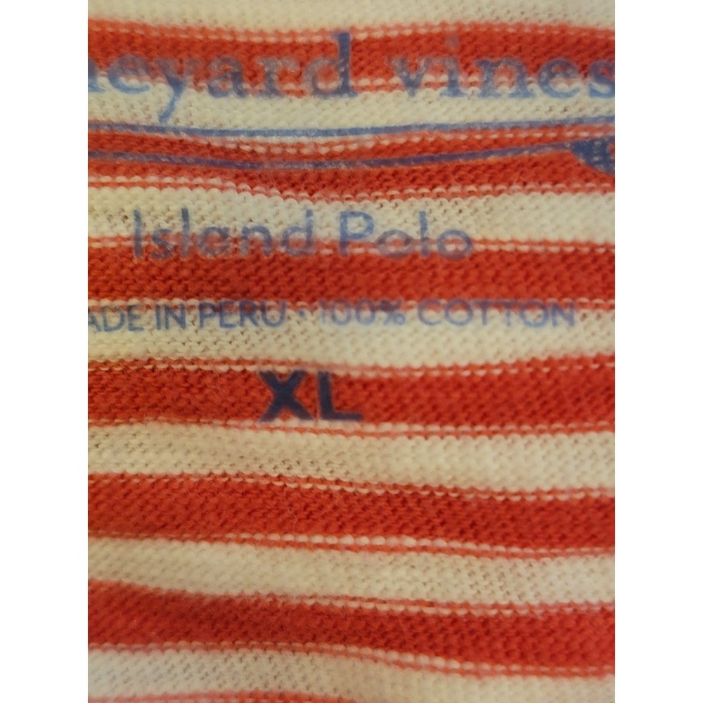 Vineyard Vines Mens XL Island Polo Shirt Red White Striped Cotton Short Sleeve‎ - Picture 2 of 9